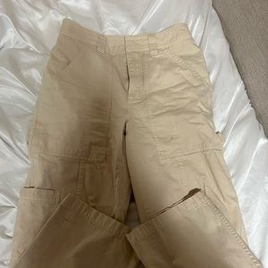 Aritzia cream mid rise cargo pants